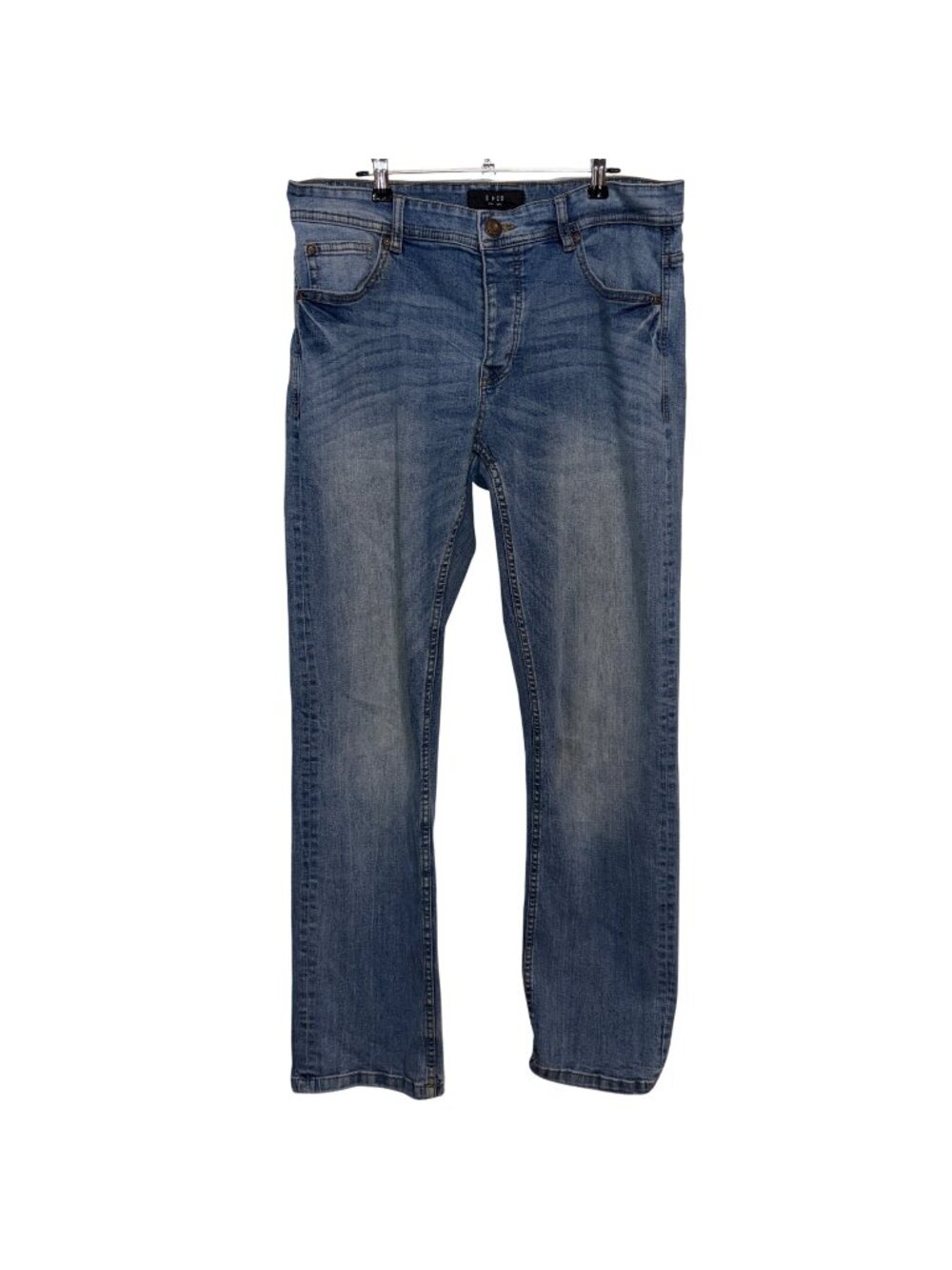 Smog Mens Straight Leg Jeans 32/32 Light Blue Denim Button Fly